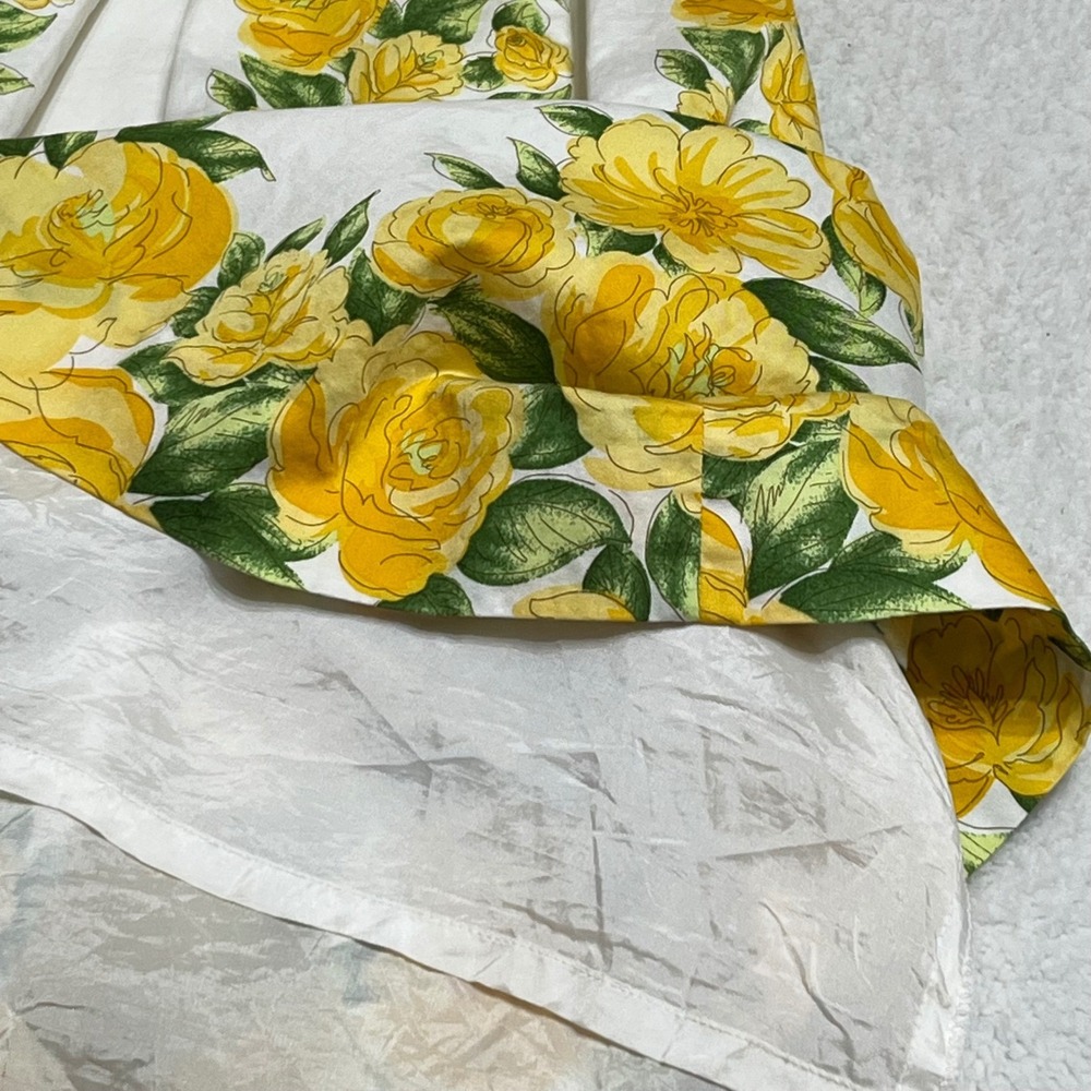 Ann Taylor LOFT Petites Yellow Floral Rose Fit Flare Dress Cotton 2P 126812 - Picture 6 of 9